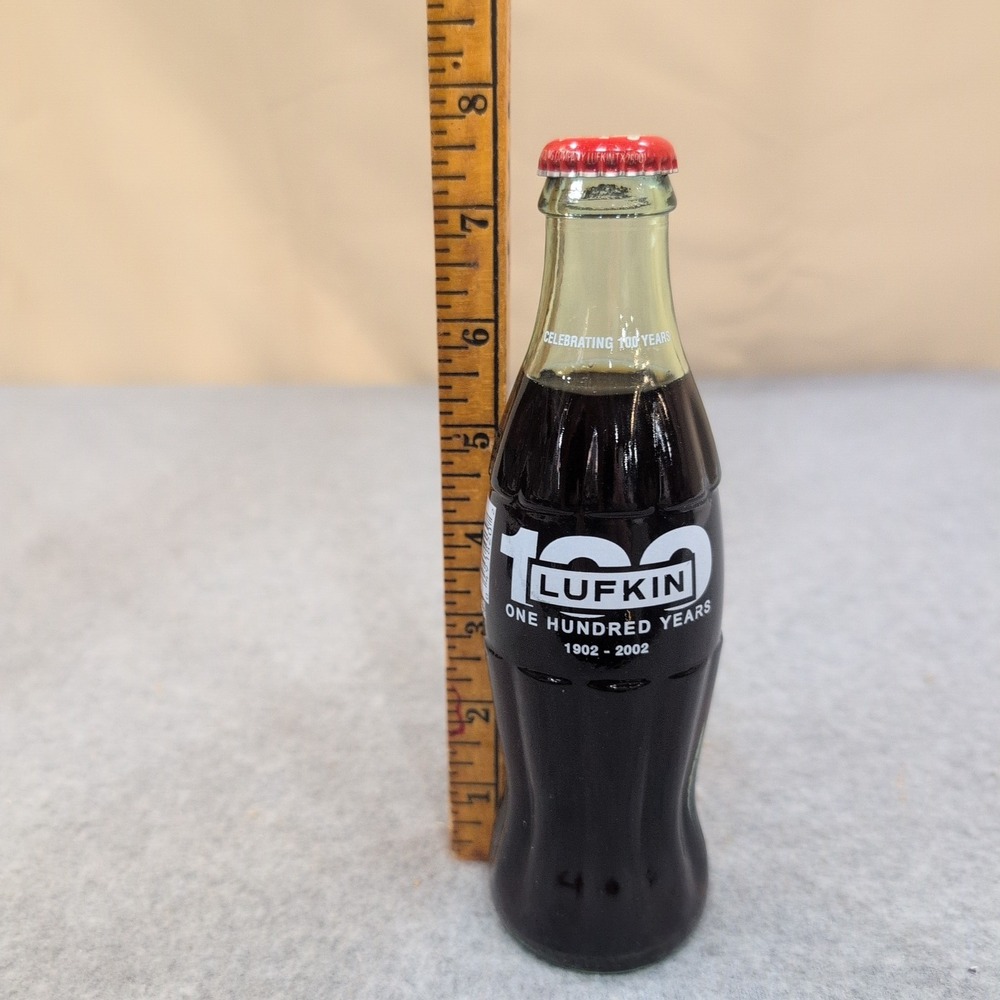 Coca-Cola Classic Lufkin 100 Years 1902-2002 Commemorative 8oz Glass Bottle - Picture 6 of 6